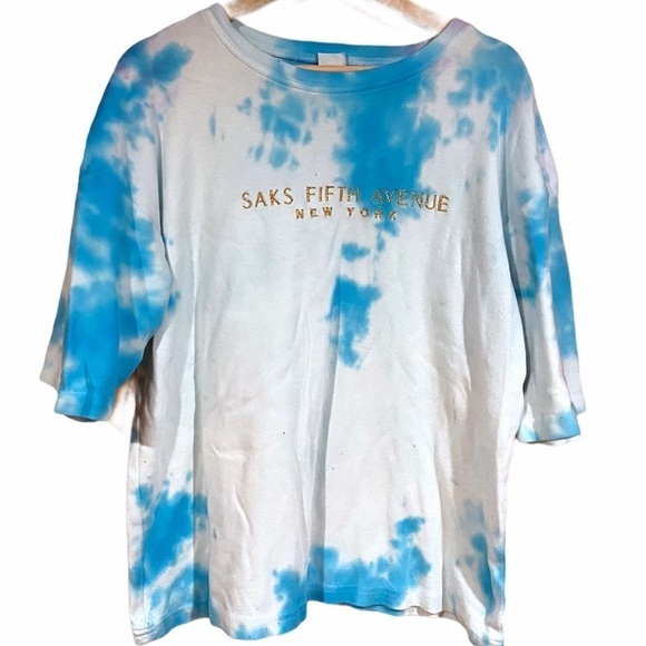 Saks Fifth Avenue Custom Tie Dye Embroidered Top - Picture 1 of 7